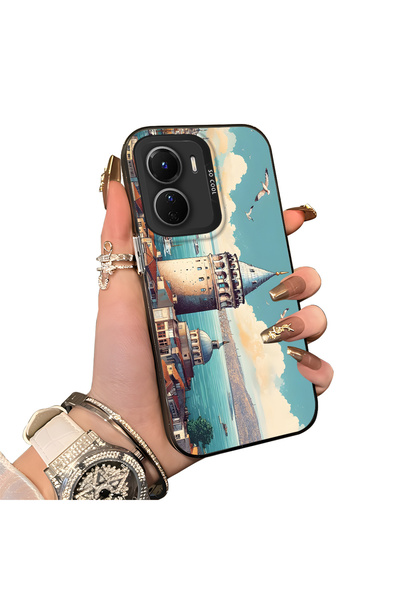 Hontinga Vivo Y16 Compatible Silicone Edge Hard Back Case Phone Case with Gal...