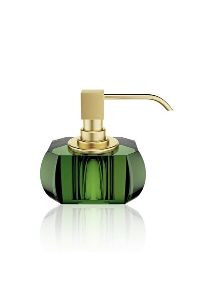 Decor Walther Kristall Liquid Soap Dispenser, Countertop - Matte Gold/Green