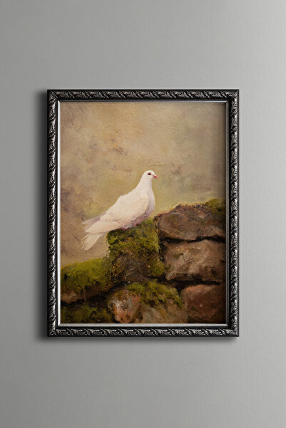 epiqart White Dove - Vintage Patterned Painting - Fine Model