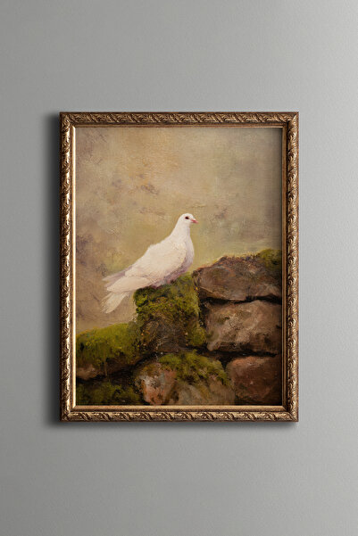 epiqart White Dove - Vintage Patterned Painting - Fine Model