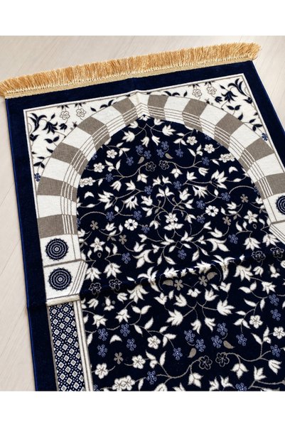 Bilenler Ravza Patterned Velvet Prayer Rug 70X115 cm Dowry Gift Prayer Rug