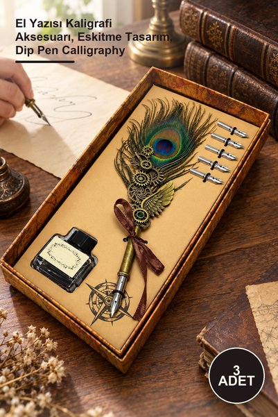Yenilig 3-Piece Vintage Dip Inkwell Set – Handwriting Calligraphy Accessory, ...
