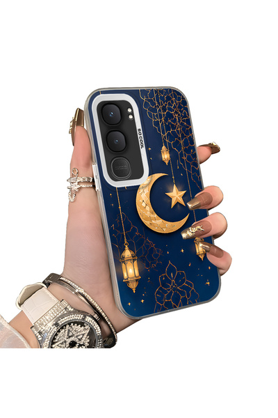 Hontinga Vivo Y31 5g Compatible Silicone Edge Hard Back Case Crescent and Sta...