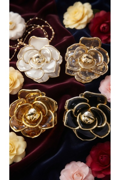 ŞEHRAZAT HANDMADE TASARIM Kamelya çiçeği figürlü mandal toka