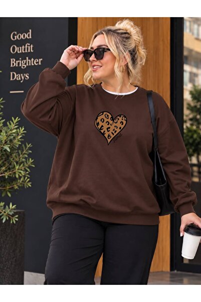 HELLO ROMA 3 Yarn Combed Cotton Plus Size Leopard Print Heart Printed Unisex ...