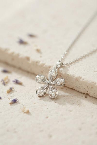 Skygo 316L Steel Chain Silver Color Flower Model Women's Necklace Tj-Bko11241