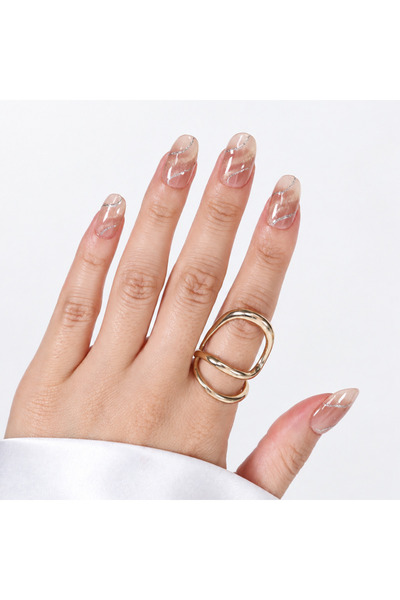 Takma Takma Ten Rengi Nail Art Kısa Oval 10'lu Tekrar Kullanılabilir El Yapım...