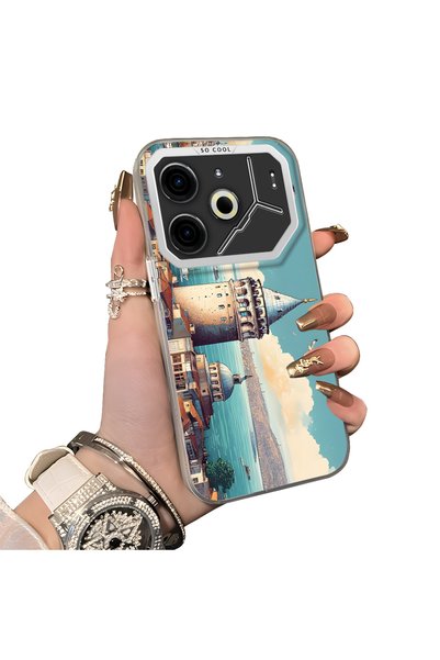 Hontinga حافظة هاتف من السيليكون الصلبة متوافقة مع هاتف Tecno Pova 6 Pro، حاف...