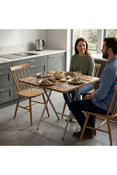 Taimi Folding Dining Table 80x80x75cm, Modern Space-Saving Design With Elegan...