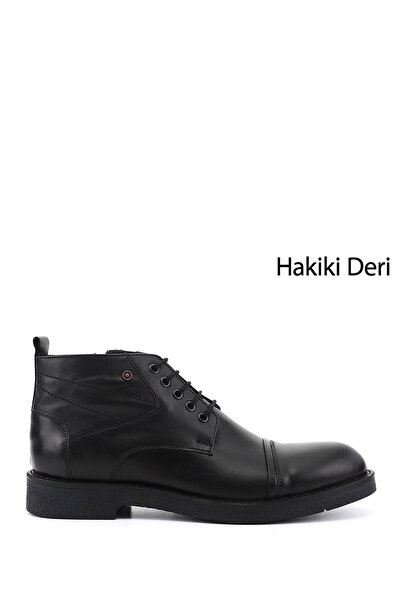 GÖNDERİ(R) Men's Black Genuine Leather Zippered Boots
