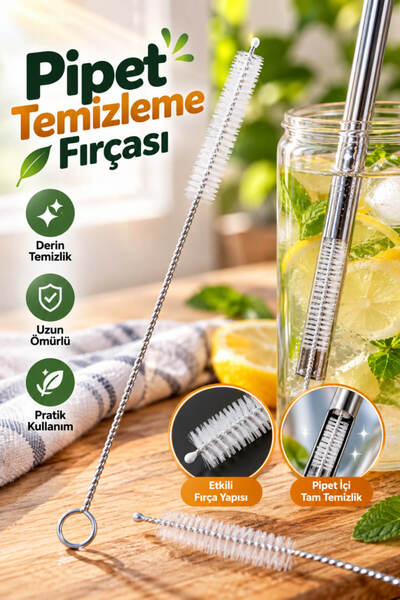 House Bird 1 Adet Pipet Temizleme Fırçası Uzun İnce Metal Tel Cam ve Çelik Pi...