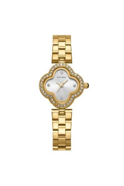 Black Moon Women's Watch with Gold Color Silver Dial