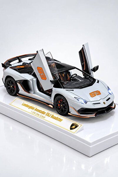 Fidan oyuncak Lamborghini Aventador SVJ Roadster 1:24 Metal Model Araba Işıkl...
