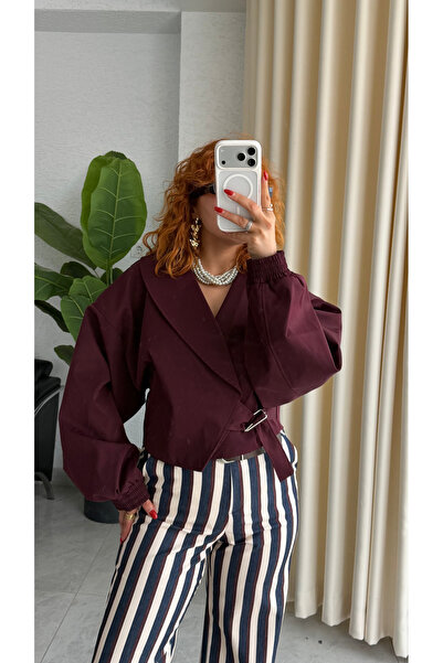 Bak'ap Premium Trend Belt Detailed Bomber Trench Coat