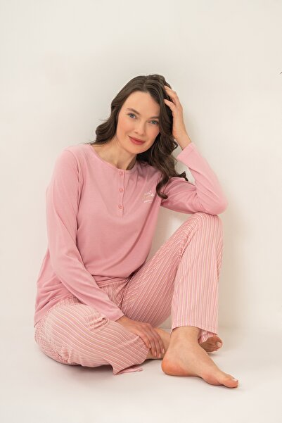 Pierre Cardin Cotton Modal Soft Textured Long Sleeve Women's Pajama Set
