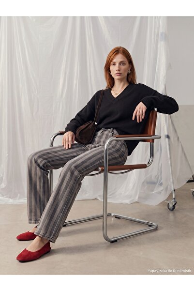 Dilvin 72372 100% Cotton Striped Jean-Coffee