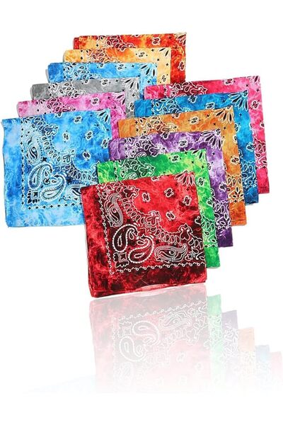 Sweet seven مجموعة من 12 منديل تاي داي - مناديل كاوبوي للرجال والنساء