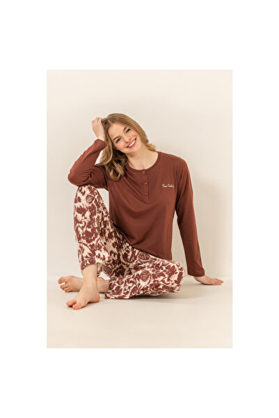Pierre Cardin Cotton Modal Soft Textured Long Sleeve Women's Pajama Set Wide ...