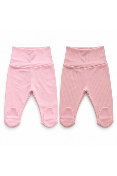 FYB 2-Piece Baby Pants with Booties, Wide Foldable Waistband, Interlock