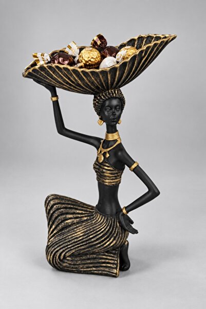 Generic Brand Statuetă Africană Decorativă cu Suport – Zaveris