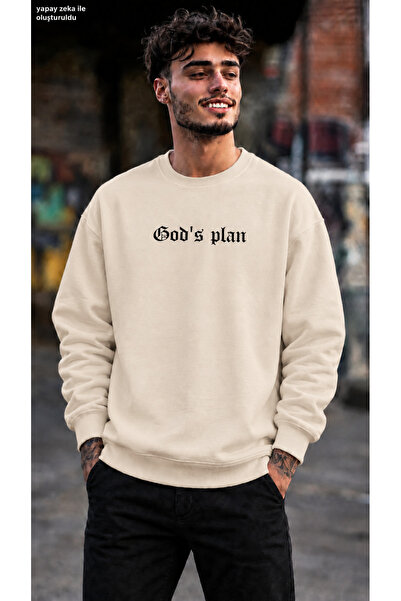 caddekombin سويت شيرت رجالي من God's Plan مطبوع عليه نصوص جوثيكية وطباعة تخطي...