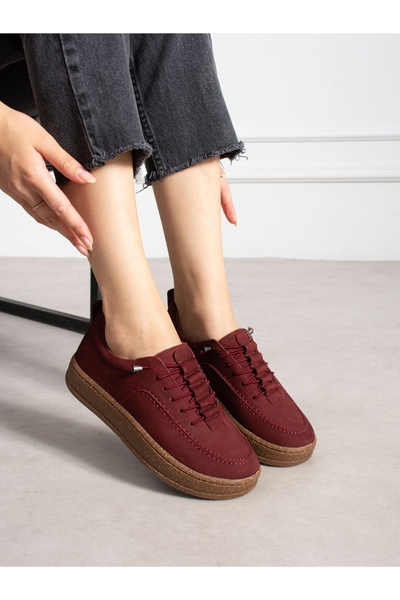 ALEMDAR AYAKKABI Zafi̇ra Burgundy Genuine Leather Women's Shoes
