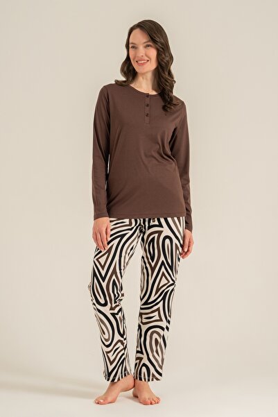 Pierre Cardin Cotton Modal Soft Textured Long Sleeve Women's Pajama Set