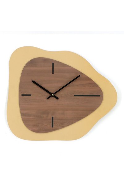 OEM Wall clock GHC100396, analog, asymmetric, MDF, gilded + brown, 39 x 35 cm