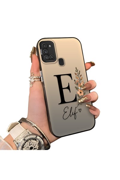 Hontinga Samsung Galaxy A21S Compatible Silicone Edge Hard Back Case Letter E...