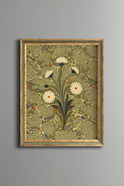 epiqart Daisy Motif Marble Art - Vintage Patterned Painting - Fine Model
