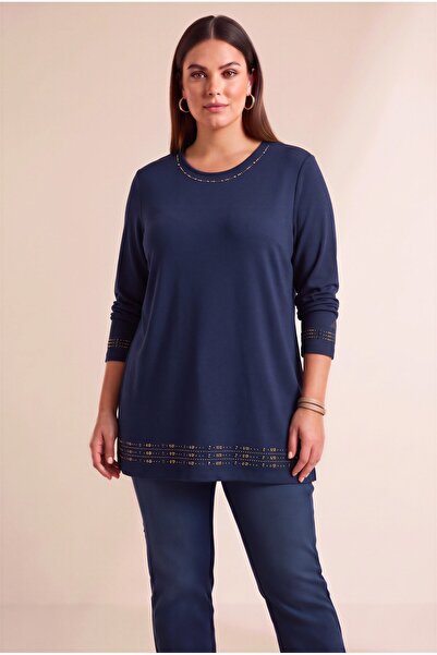 RMG Collar, Sleeves and Skirt with Stone Detail, Large Size Knitted Knitwear ...