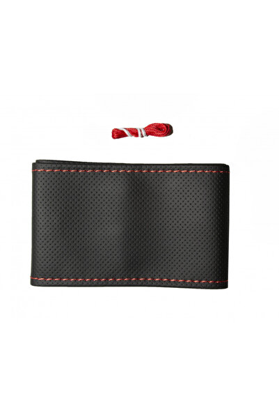 DELUXETUNING Husa auto volan camion, imititatie piele neagra perforata cu ac ...