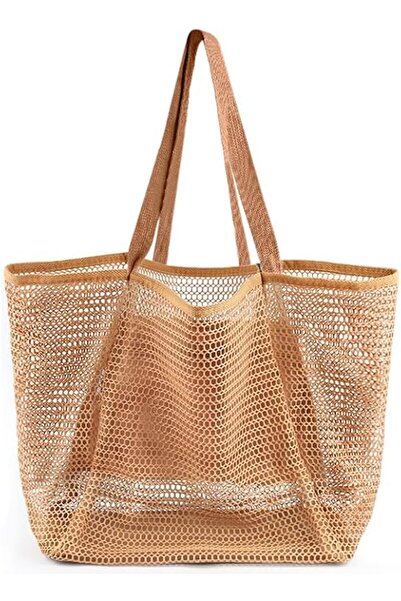 GENERAL Women's Summer Mesh Beach Tote Bag, Sandproof Woven Shoulder Handbag ...