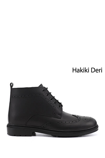 GÖNDERİ(R) Men's Black Zippered Genuine Leather Classic Boots