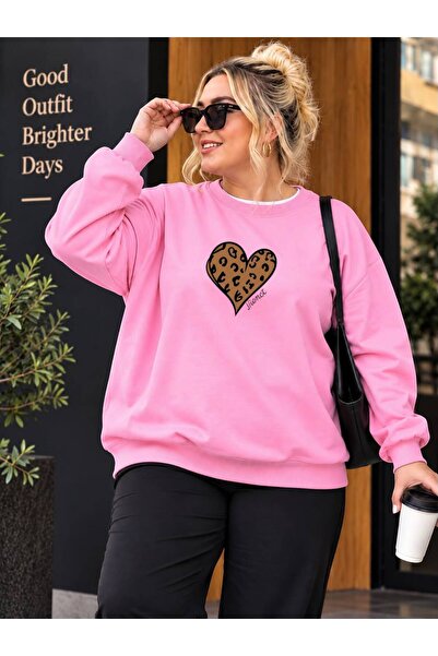 HELLO ROMA 3 Yarn Combed Cotton Plus Size Leopard Print Heart Printed Unisex ...