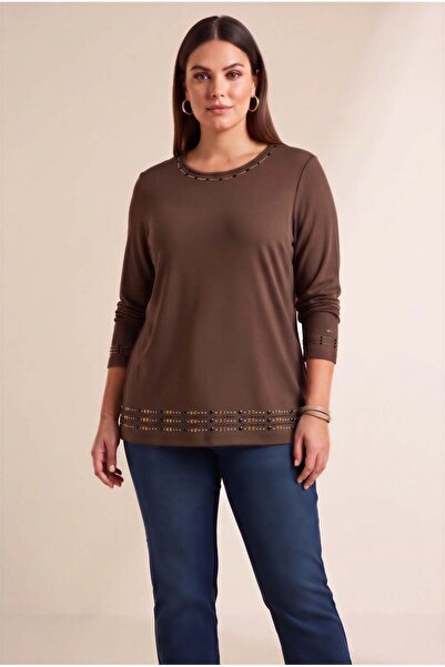 RMG Collar, Sleeves and Skirt with Stone Detail, Large Size Knitted Knitwear ...