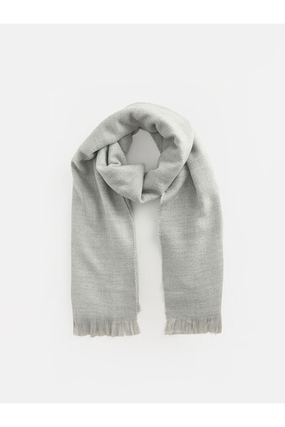 LC Waikiki Two Mt Shop Quality Lcw Accessories Gray Dobby Plain Women's Scarf