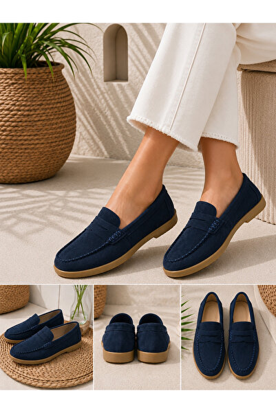 More Sports Women's Genuine Leather Moccasin Stitched Drawstring Loafer Casua...