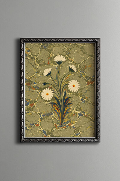 epiqart Daisy Motif Marble Art - Vintage Patterned Painting - Fine Model