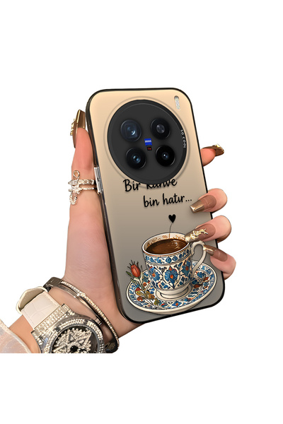 Hontinga Vivo X200 Pro Compatible Silicone Edge Hard Back Case Turkish Coffee...