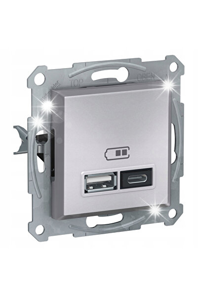 Schneider Electric Priză încărcător USB A+C SCHNEIDER ASFORA ALUMINIU