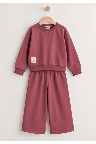 Cigit Sweatshirt Set 8-12 Years Old Antique Pink