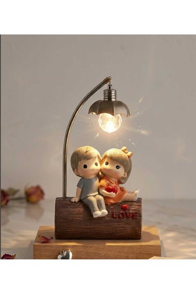 Home Işıklı oturan sevgililer ışıklı biblo sevimli çift obje dekoratif biblo ...