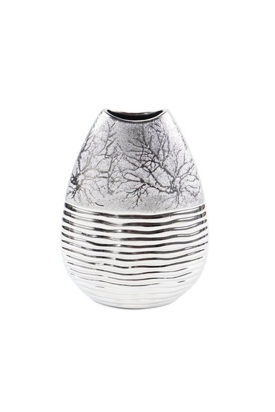 OEM Decorative vase, M4856, ceramic, silver, embossed pattern, H 25 cm