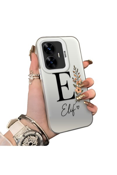 Hontinga Realme C55 Compatible Silicone Edge Hard Back Case Letter E Patterne...
