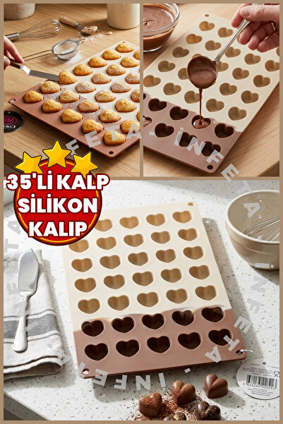 İnfeta قالب شوكولاتة سيليكون على شكل قلب، 35 قطعة، للجيليبون، والثلج، والحلوي...