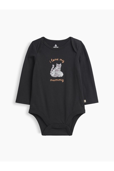 GAP Bebek Siyah Grafik Baskılı Bodysuit