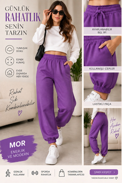 seraptakidunyasi 100% Cotton Women's Jogger Sweatpants with Pockets, Elastic ...