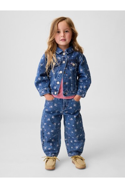 GAP Kız Bebek Mavi Çiçekli Horseshoe Jean Pantolon