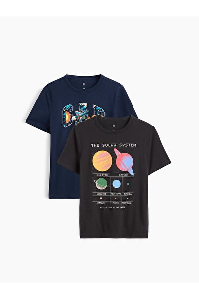 GAP Erkek Çocuk Siyah Grafik Baskılı T-Shirt (2’li)